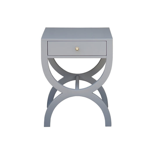 Worlds Away - One Drawer Side Table In Grey Lacquer - ALEXIS GRY view 2