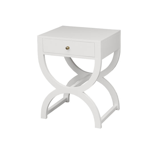 Worlds Away - One Drawer Side Table In White Lacquer - ALEXIS WH view 1