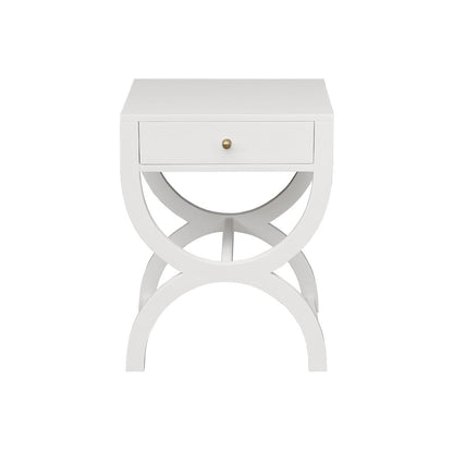 Worlds Away - One Drawer Side Table In White Lacquer - ALEXIS WH view 2