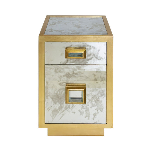 Worlds Away - One Drawer Side Table With Antique Mirror Side In Gold Leaf - CISCO G view 1