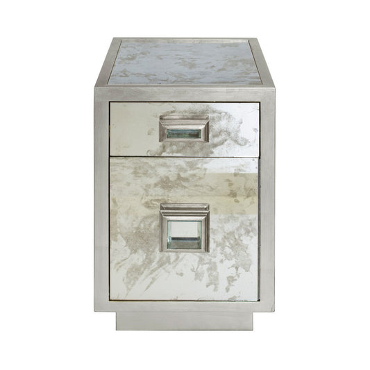 Worlds Away - One Drawer Side Table With Antique Mirror Side In Silver Leaf - CISCO S view 1