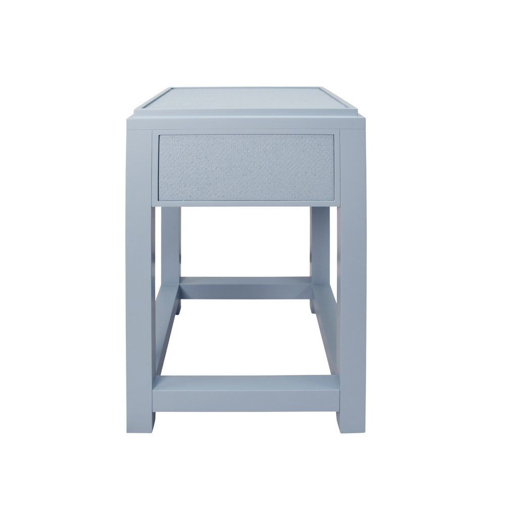Worlds Away - One Drawer Side Table With Matte Light Blue Frame And Light Blue Grasscloth Drawer Fronts - JEAN LB view 3