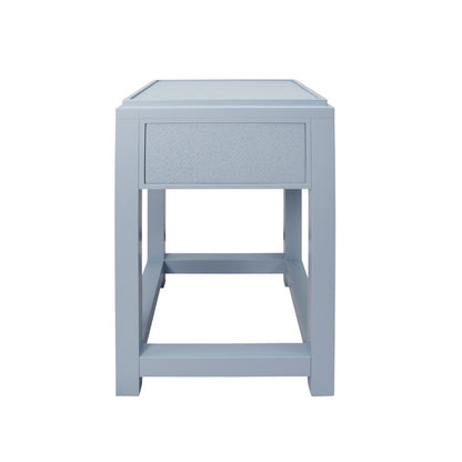Worlds Away - One Drawer Side Table With Matte Light Blue Frame And Light Blue Grasscloth Drawer Fronts - JEAN LB view 3