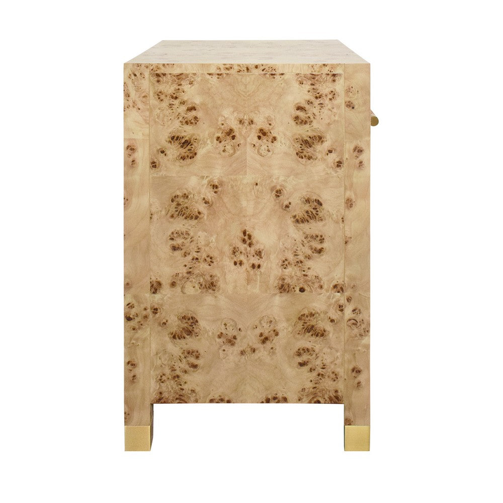 Worlds Away - One Drawer Side Table With Rattan Wrapped Handle In Burl Wood - PELHAM BW view 4