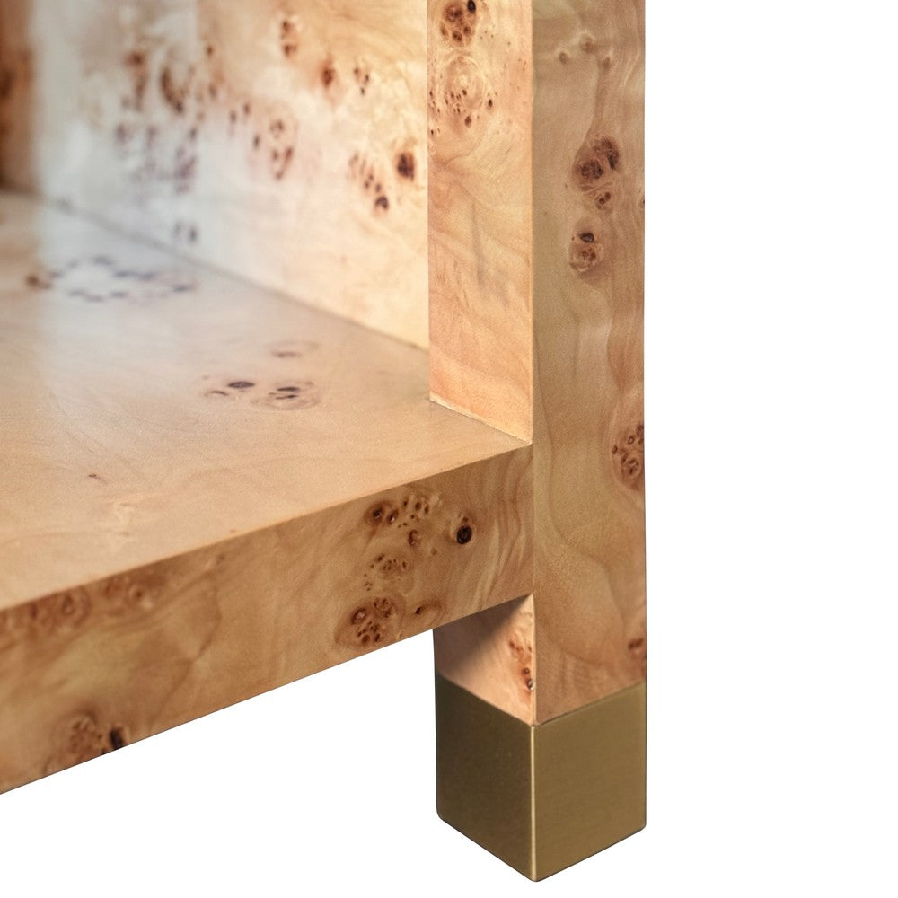 Worlds Away - One Drawer Side Table With Rattan Wrapped Handle In Burl Wood - PELHAM BW view 5