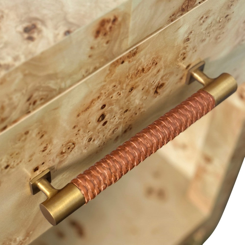 Worlds Away - One Drawer Side Table With Rattan Wrapped Handle In Burl Wood - PELHAM BW view 6