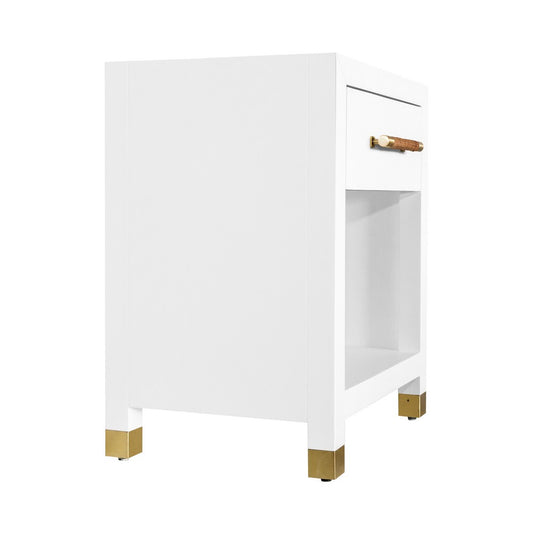 Worlds Away - One Drawer Side Table With Rattan Wrapped Handle In Matte White Lacquer - PELHAM WH view 2
