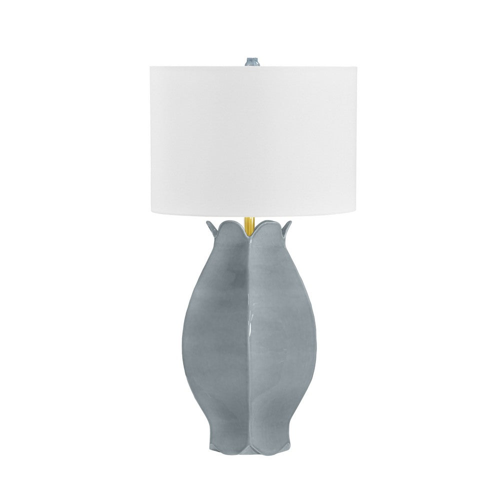 Worlds Away - Organic Floral Ceramic Table Lamp In Gray Blue Glaze - MAE GRYBL view 2