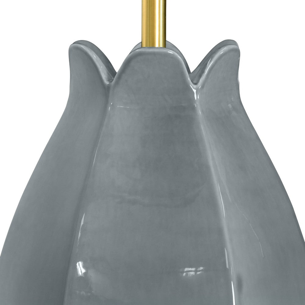 Worlds Away - Organic Floral Ceramic Table Lamp In Gray Blue Glaze - MAE GRYBL view 4