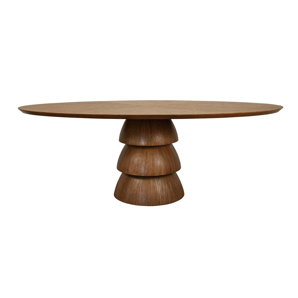 Worlds Away - Oval Dining Table With Tiered Base In Provincial Brown Oak - CALLUM OV PBO view 1