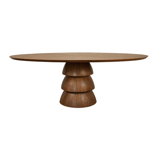 Worlds Away - Oval Dining Table With Tiered Base In Provincial Brown Oak - CALLUM OV PBO view 1