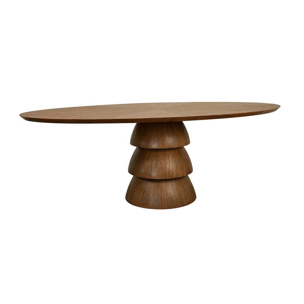 Worlds Away - Oval Dining Table With Tiered Base In Provincial Brown Oak - CALLUM OV PBO view 2