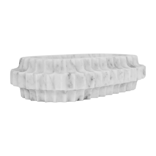 Worlds Away - Oval Marble Tray With Carved Edges - LILIBET view 1