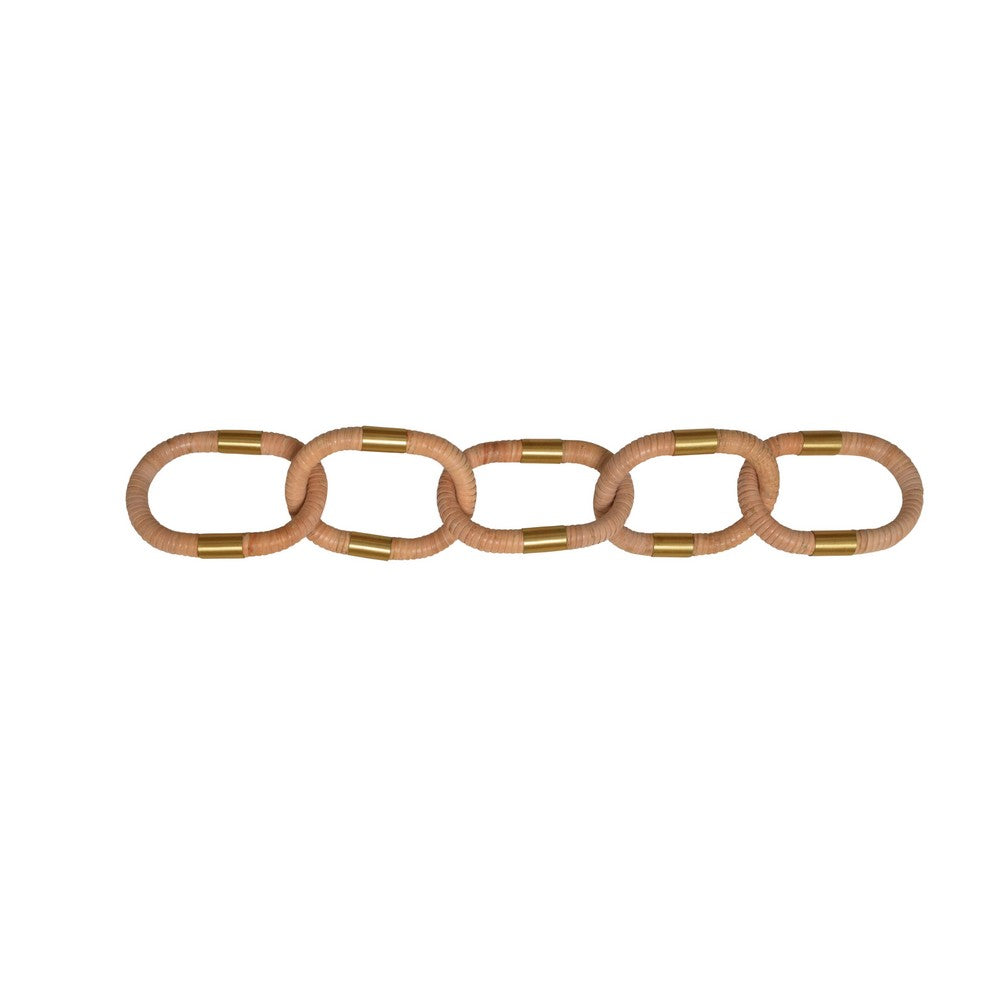 Worlds Away - Oval Natural Rattan Decorative Chain With Brass Detail - OTTO view 4