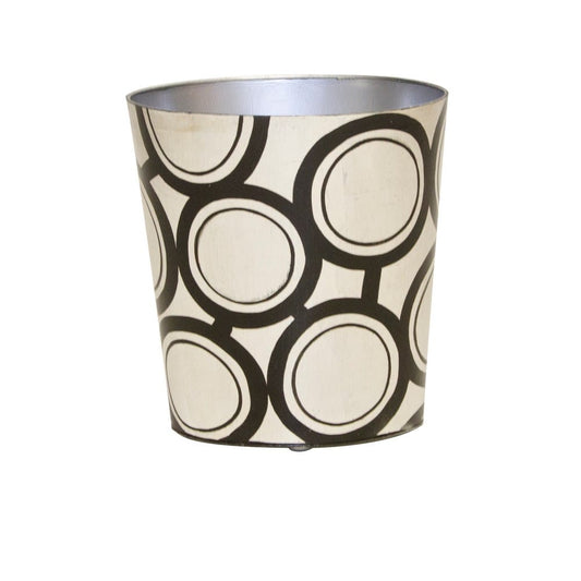 Worlds Away - Oval Wastebasket Black And Silver Bubble Design - WBZEBBS view 1