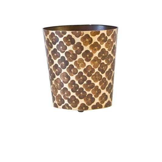 Worlds Away - Oval Wastebasket Gold Lf/Brn Ptrn - WBMOROCCOBG view 1
