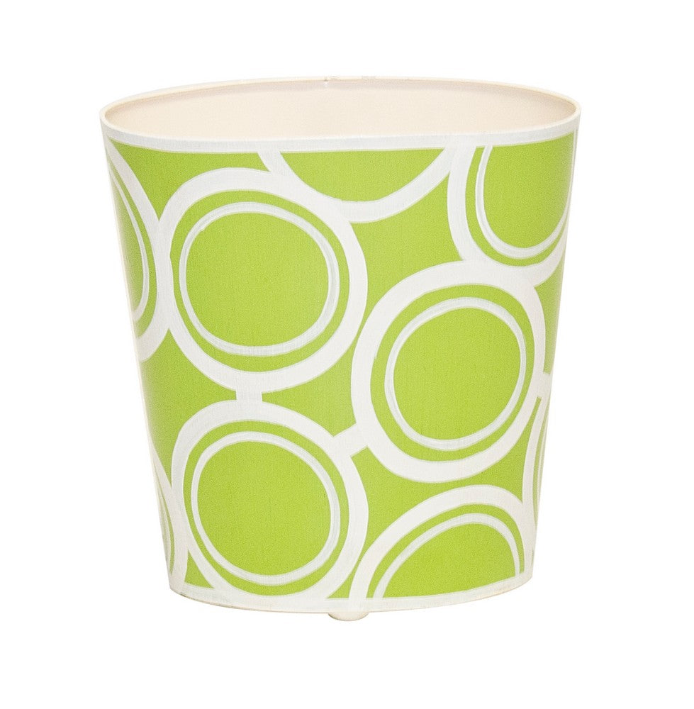 Worlds Away - Oval Wastebasket Green And Cream Bubble Design  - WBZEBBGR view 1