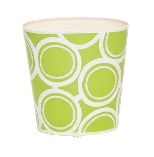 Worlds Away - Oval Wastebasket Green And Cream Bubble Design  - WBZEBBGR view 1