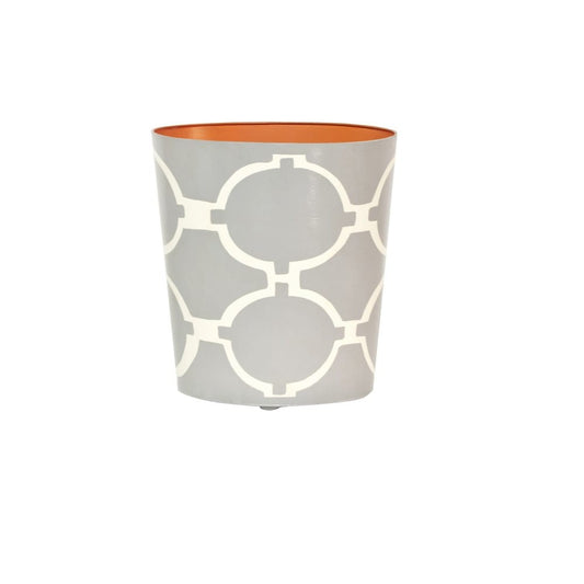 Worlds Away - Oval Wastebasket Grey/Cream - WBACADIAGY view 1
