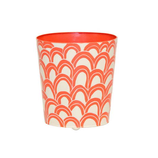 Worlds Away - Oval Wastebasket Orange And Cream - WBGASTONOR view 1