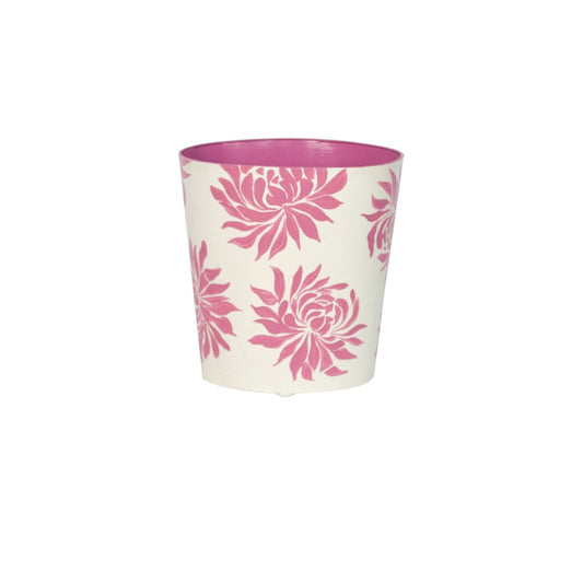 Worlds Away - Oval Wastebasket Pink/Cream Floral - WBDAHLIAP view 1