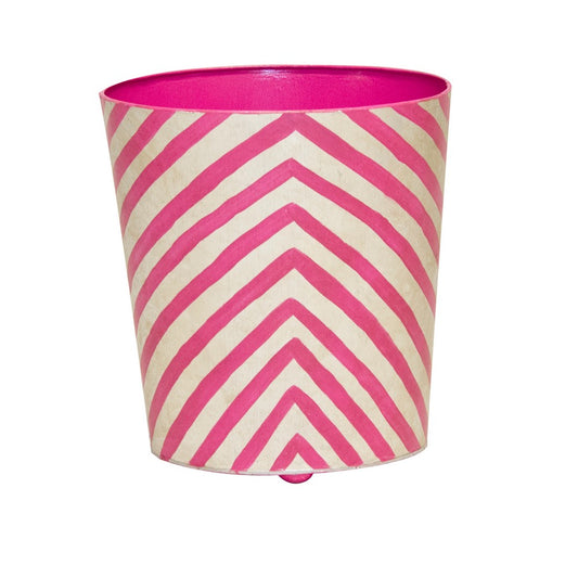 Worlds Away - Oval Wastebasket Silver Leaf And Hot Pink - WBZEPS view 1