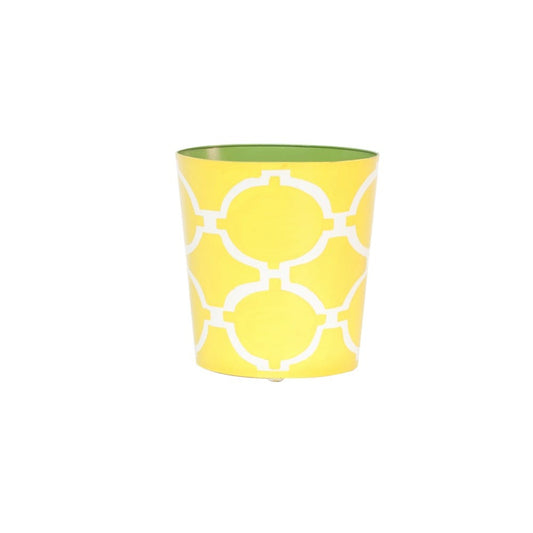 Worlds Away - Oval Wastebasket Yellow/Cream - WBACADIAY view 1