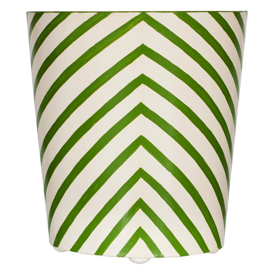 Worlds Away - Oval Wastebasket Zebra Green/Cream - WBZEG view 1