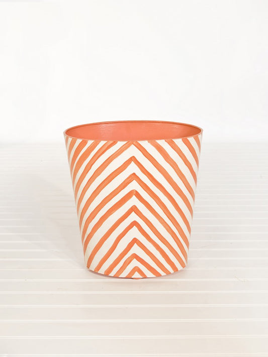 Worlds Away - Oval Wastebasket Zebra Orange/Cream - WBZEO view 2