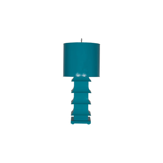 Worlds Away - Pagoda Lamp Large W. Metal Shade Turquoise - LMPHL-TU view 1