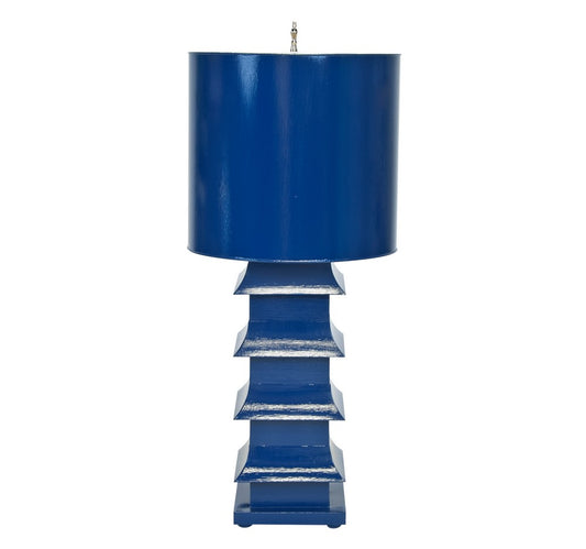Worlds Away - Pagoda Lamp Large With Metal Shade Navy - LMPHL-NV view 1