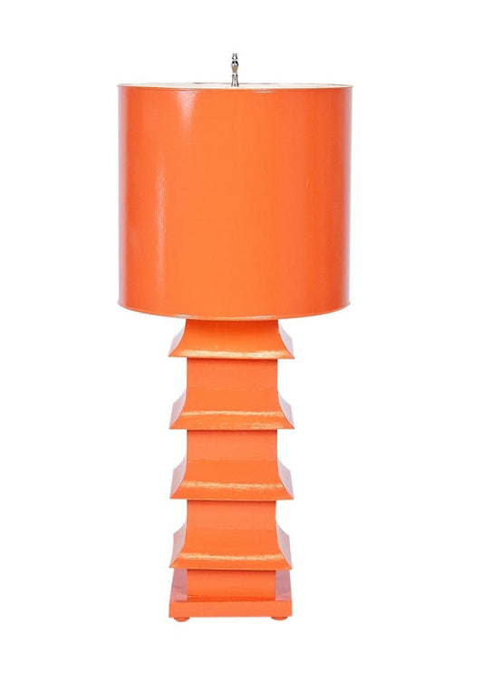 Worlds Away - Pagoda Lamp Large With Metal Shade Orange - LMPHL-OR view 1
