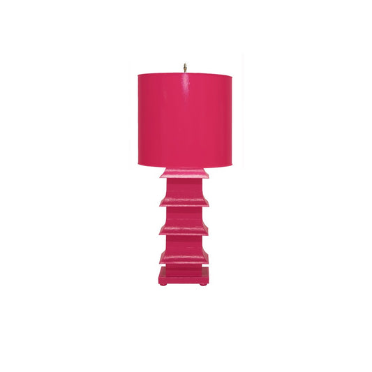 Worlds Away - Pagoda Lamp Large With Metal Shade Pink - LMPHL-PI view 1