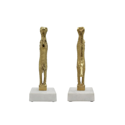 Worlds Away - Pair Of Dog Bookends In Brass Finish On White Marble Base - DOGGO view 3