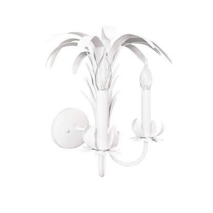 Worlds Away - Palm Spray Two Arm Tole Wall Sconce In Matte White Powder Coat - RESEDA WH view 1