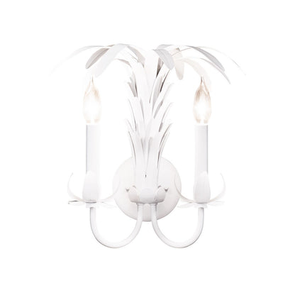 Worlds Away - Palm Spray Two Arm Tole Wall Sconce In Matte White Powder Coat - RESEDA WH view 4