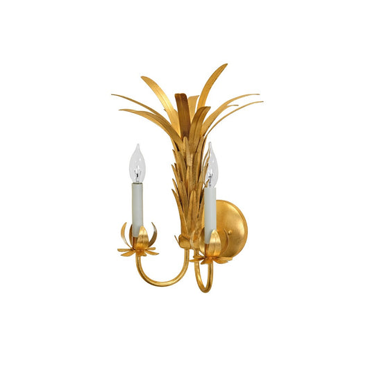 Worlds Away - Palm Two Arm Tole Wall Sconce In Gold Leaf. - RESEDA G view 1