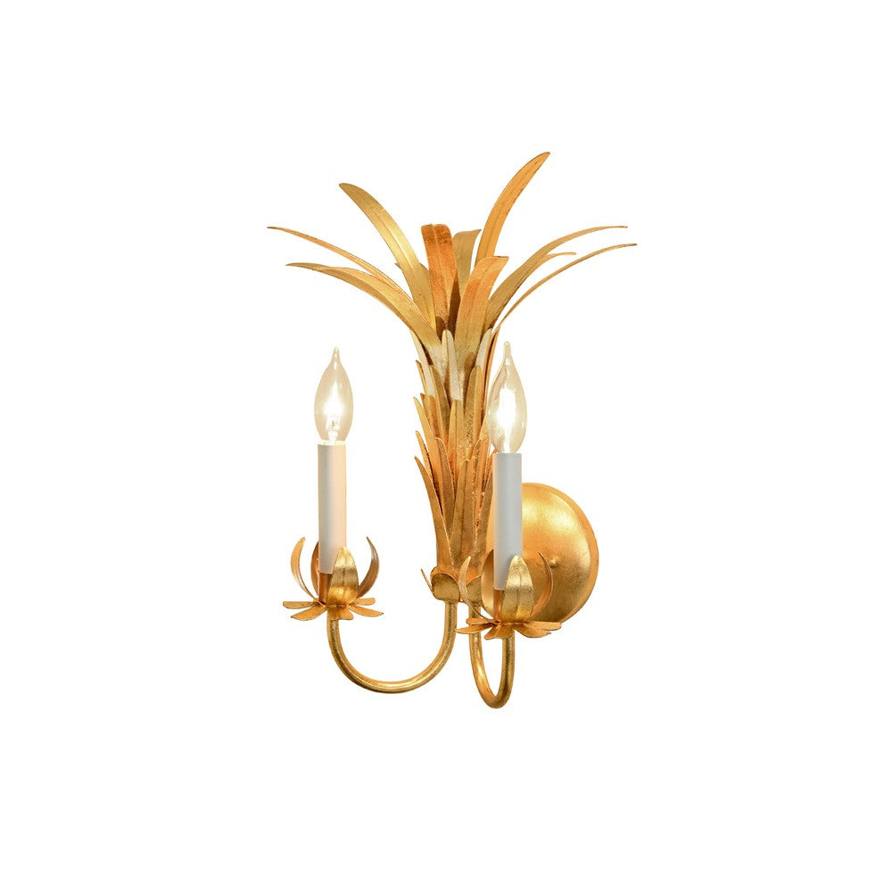 Worlds Away - Palm Two Arm Tole Wall Sconce In Gold Leaf. - RESEDA G view 3