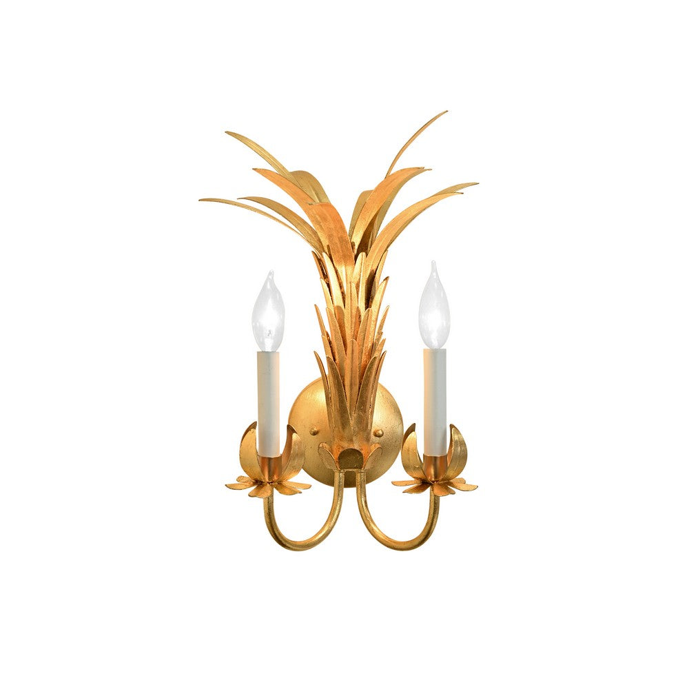 Worlds Away - Palm Two Arm Tole Wall Sconce In Gold Leaf. - RESEDA G view 4