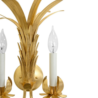 Worlds Away - Palm Two Arm Tole Wall Sconce In Gold Leaf. - RESEDA G view 5