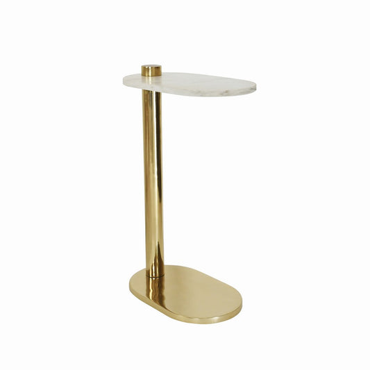 Worlds Away - Racetrack C Table In Brass With White Marble Top - SIMEON view 1