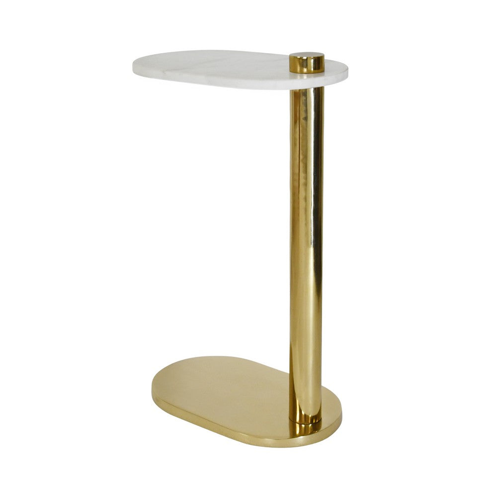 Worlds Away - Racetrack C Table In Brass With White Marble Top - SIMEON view 2
