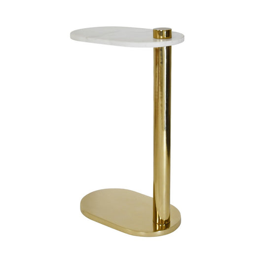 Worlds Away - Racetrack C Table In Brass With White Marble Top - SIMEON view 2