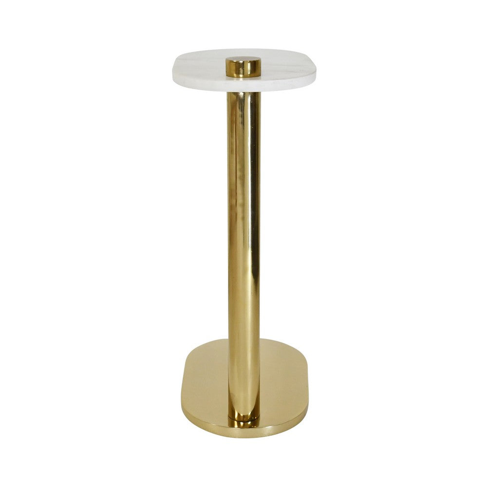 Worlds Away - Racetrack C Table In Brass With White Marble Top - SIMEON view 3