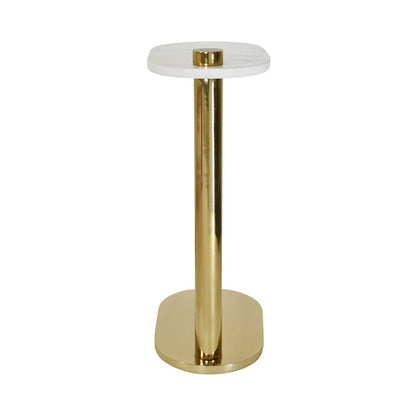 Worlds Away - Racetrack C Table In Brass With White Marble Top - SIMEON view 3