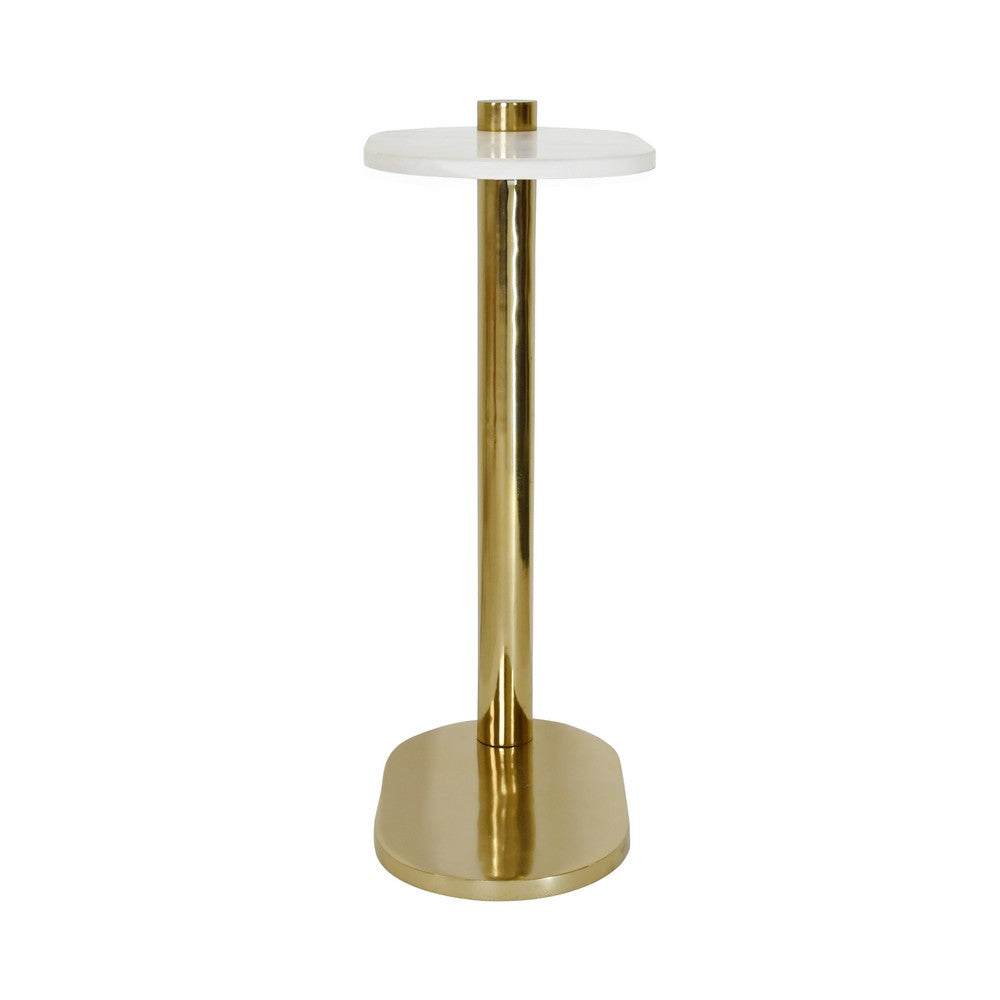 Worlds Away - Racetrack C Table In Brass With White Marble Top - SIMEON view 4