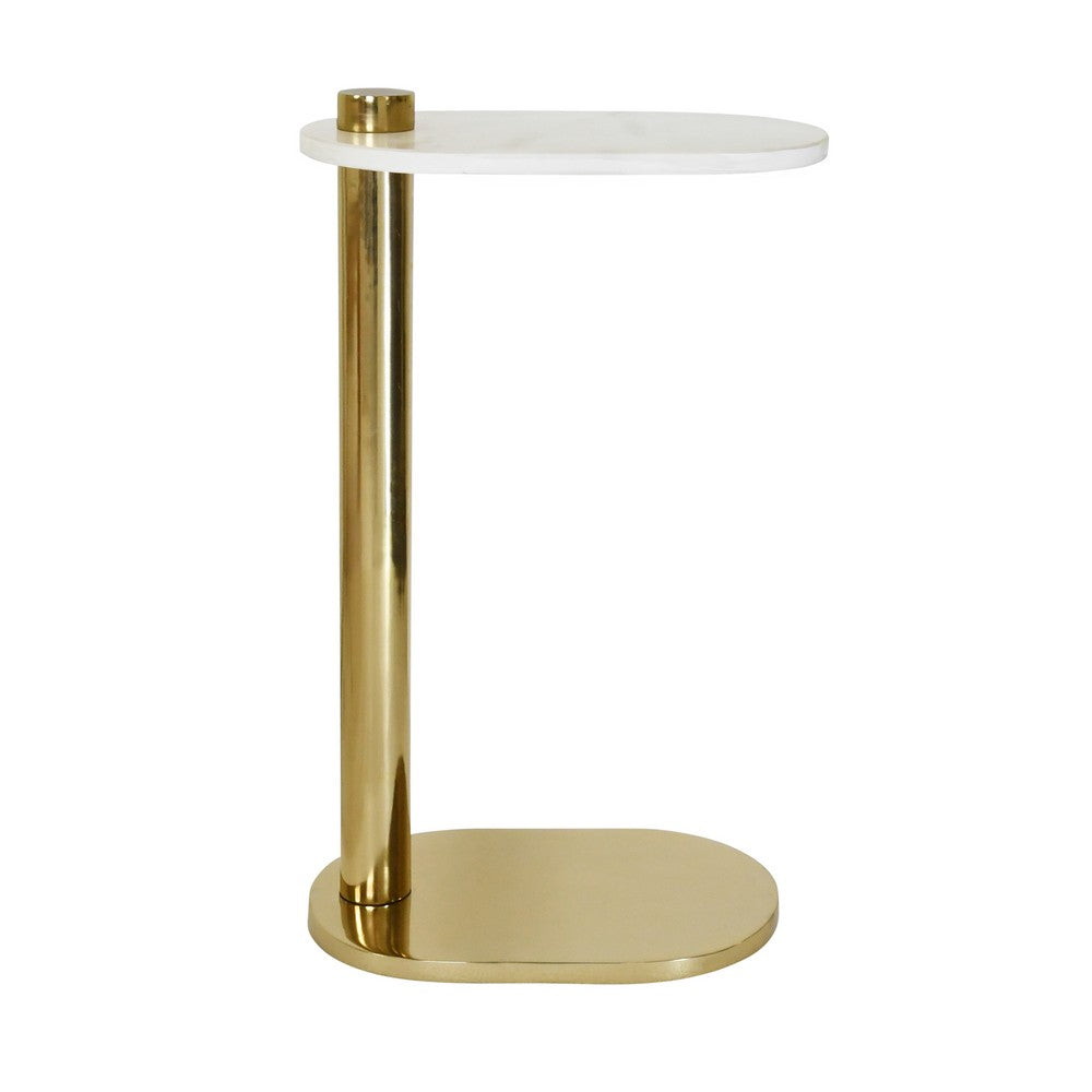 Worlds Away - Racetrack C Table In Brass With White Marble Top - SIMEON view 5