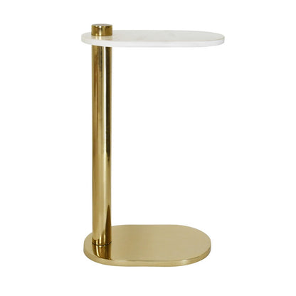 Worlds Away - Racetrack C Table In Brass With White Marble Top - SIMEON view 5