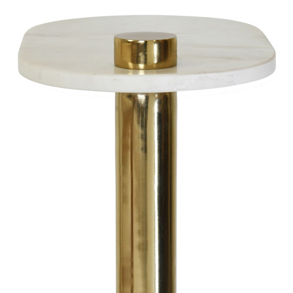 Worlds Away - Racetrack C Table In Brass With White Marble Top - SIMEON view 6
