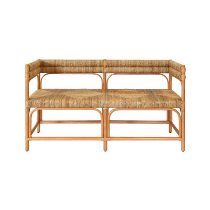 Worlds Away - Rattan Bench With Seagrass Wrapped Seat And Seat Back - AJAX view 2